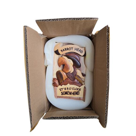 NWT Carver Dans Parrot Head It's 5 o'clock SOMEWHERE Hand Carved Wooden Puzzle - Picture 9 of 10